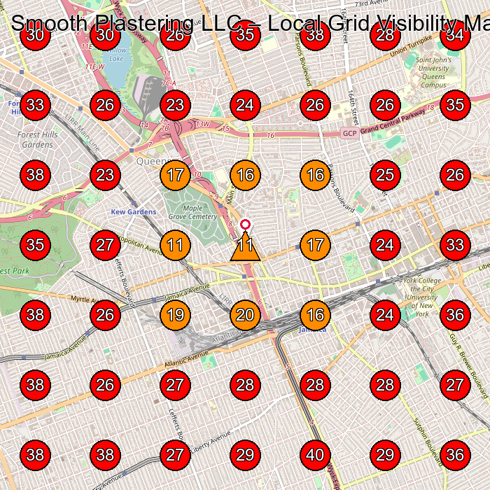 Smooth Plastering LLC GeoGrid visibility map for Contractor in Far Rockaway